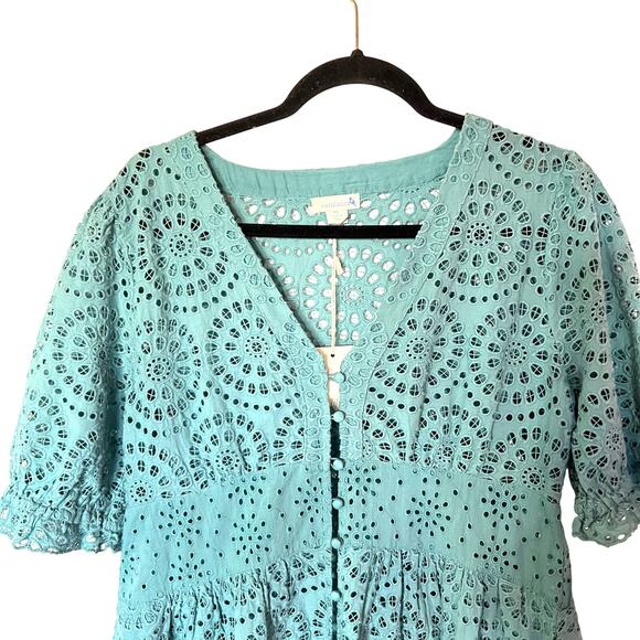 NWT Sundance Windblown Eyelet Midi Dress Blue SZ PL - Picture 4 of 9